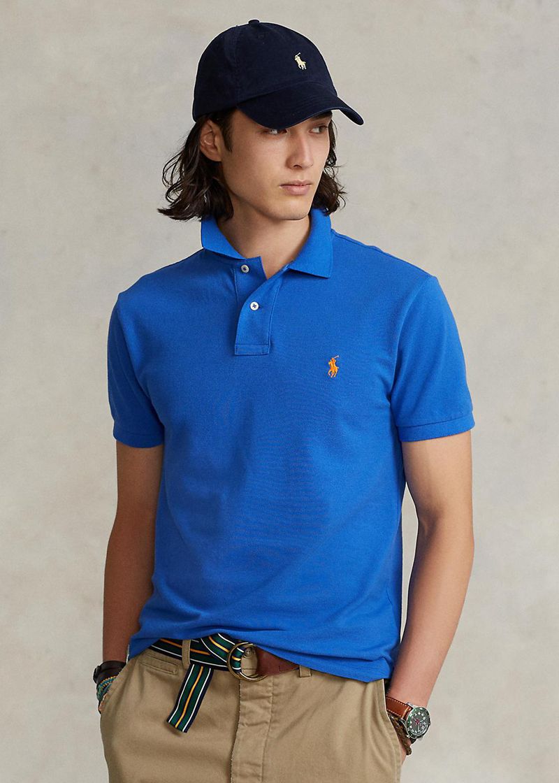 Poleras Polo Polo Ralph Lauren Hombre Custom Slim Fit Mesh Chile Azules HOLNX-0675